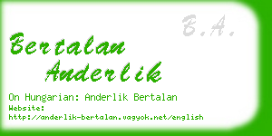 bertalan anderlik business card